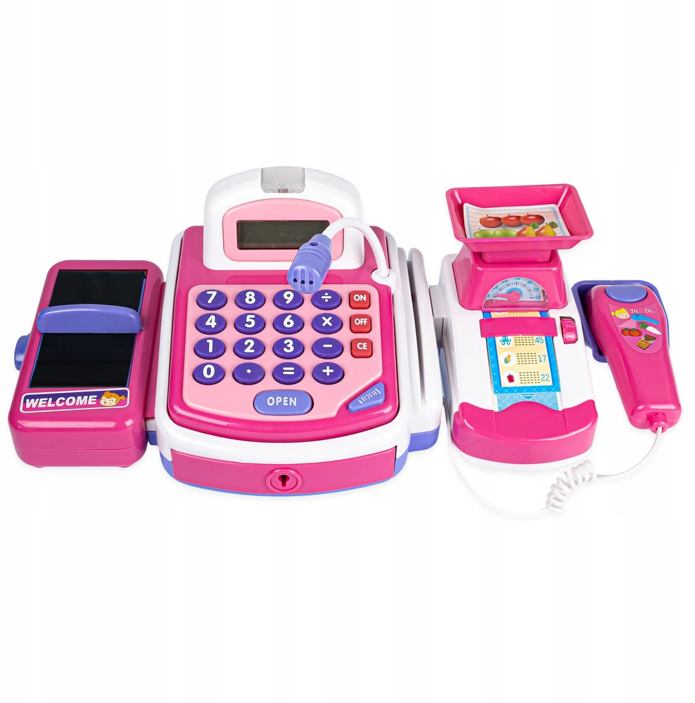 Click4Toys DIDELIS INTERAKTYVI PARDUOTUVĖS KASOS APARATŪRA VAIKAMS + SKAIČIUOKLĖS SVORIO KREPŠELĖ