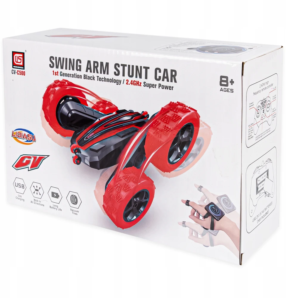 Click4Toys DVIPUŠIS TWISTER AUTOMOBILIS, VALDYMAS RANKOS GESTAIS SUKIMO LED 2,4 GHz NUOTOLINIO PULTO PULTAS