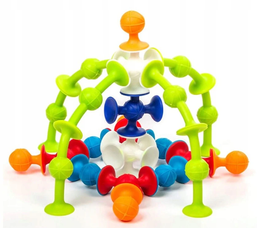 Click4Toys EDUKACINIAI KONSTRUKCINIAI KLAUKAI SILIKONINIAI SIURBUČIŲ RINKINYS VAIKAMS 96 vnt.