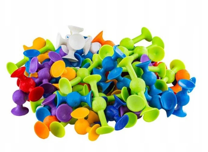 Click4Toys EDUKACINIAI KONSTRUKCINIAI KLAUKAI SILIKONINIAI SIURBUČIŲ RINKINYS VAIKAMS 96 vnt.