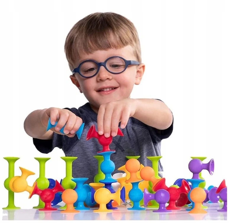 Click4Toys EDUKACINIAI KONSTRUKCINIAI KLAUKAI SILIKONINIAI SIURBUČIŲ RINKINYS VAIKAMS 96 vnt.