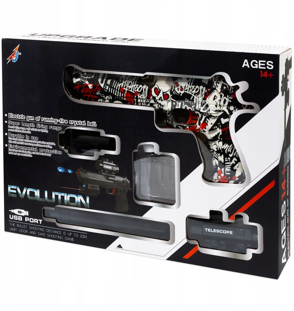 Click4Toys ELEKTRINIS ŠAUTUVAS GELINIAI RUTULIAI AUTOMATINIAI AKINIAI DULKINTUVAS + LAZERIS