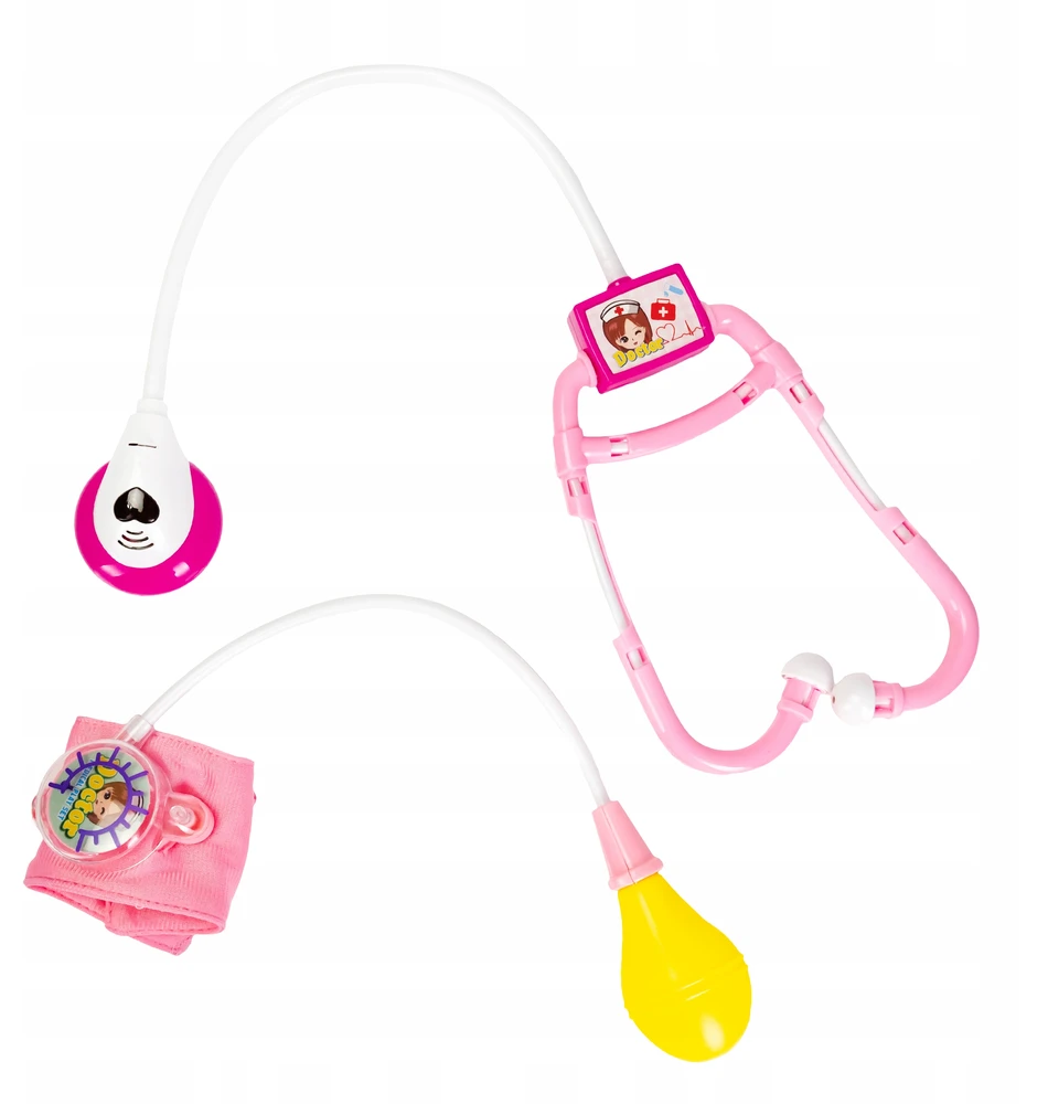 Click4Toys GYDYTOJŲ RINKINYS VAIKAMS PIRMOSIOS PAGALBOS RINKINYS AŠARŲ LOKIS STETOSKOPO VAISTŲ PRIEDAI
