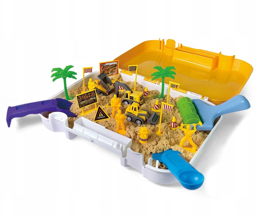 click4TOYS KINETINIS SMĖLIS VAIKŲ SMĖLĖS DĖŽĖS STATYBOS AIKŠTELĖJE LAGAMINJE + PRIEDAI
