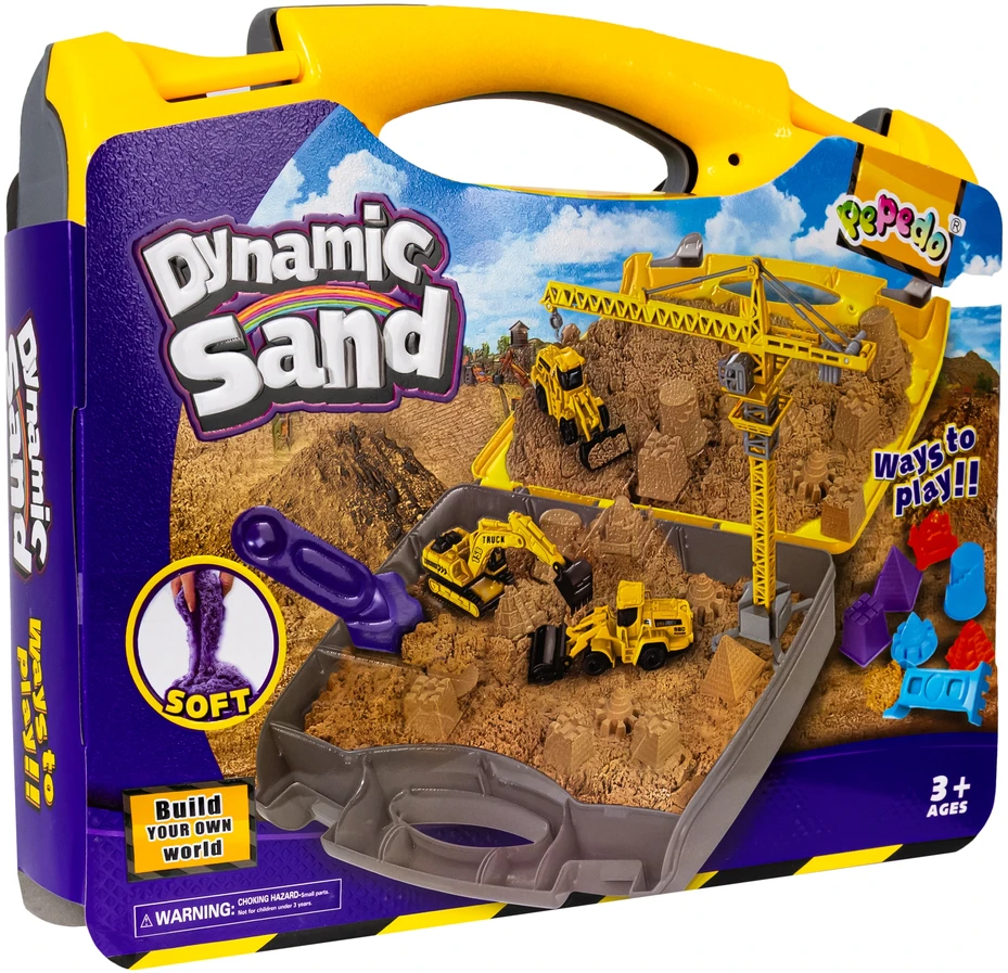 Click4Toys KINETINIS SMĖLIŲ RINKINYS MOL STATYBINĖS TRANSPORTO PRIEMONĖS XXL lagaminas + NEMOKAMAS MEGA