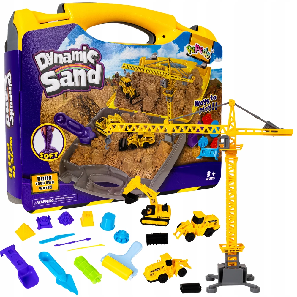 Click4Toys KINETINIS SMĖLIŲ RINKINYS MOL STATYBINĖS TRANSPORTO PRIEMONĖS XXL lagaminas + NEMOKAMAS MEGA