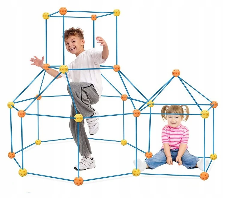 click4TOYS KONSTRUKCINIAI BLOKAI VAMZDZIS XXL 340 EL + PAGRINDINĖ PALAPINĖ VAIKAMS VAMZDŽIAI