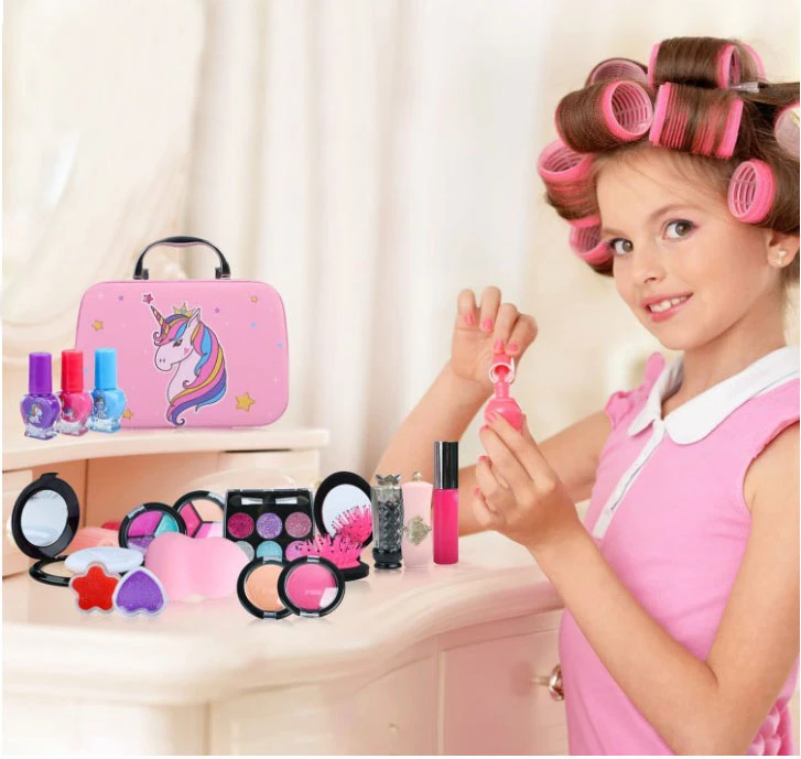 click4TOYS KOSMETIKA VAIKAMS DAŽYTI MIAŽIŲ DĖŽELĖS ŠEŠĖLIAI NAGAI Makiažas
