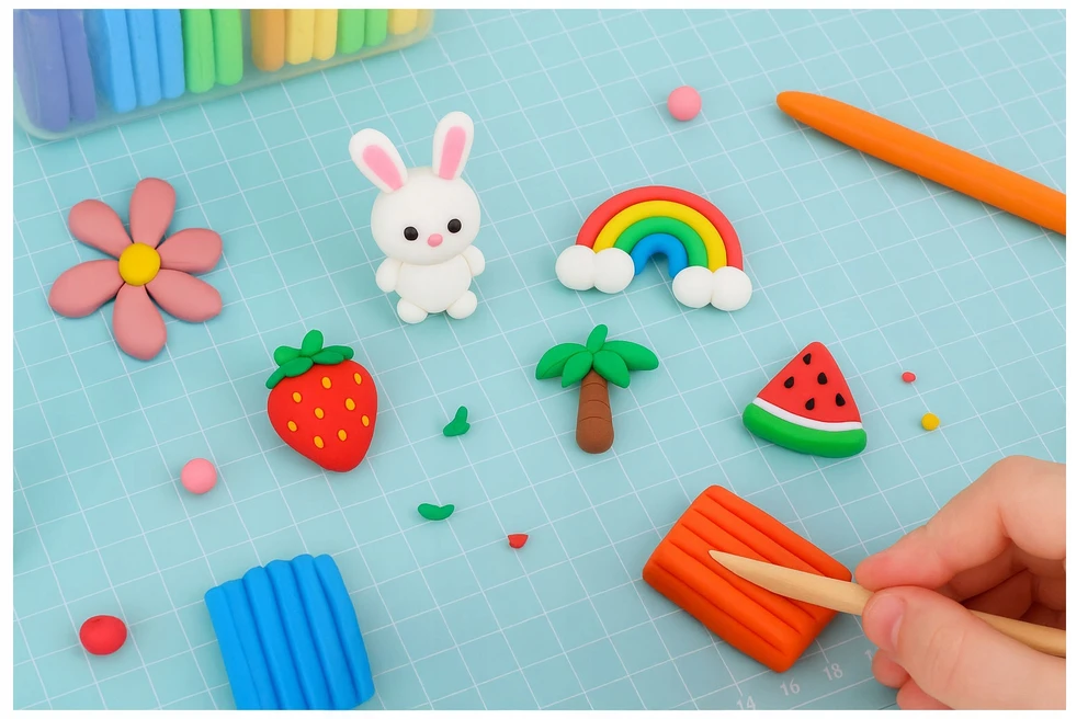 click4TOYS KŪRYBINIS RINKINYS POLIMERINIS MOLIS VAIKAMS, KURIANČIAMS RAKTARUKUS IR AUSKARUS