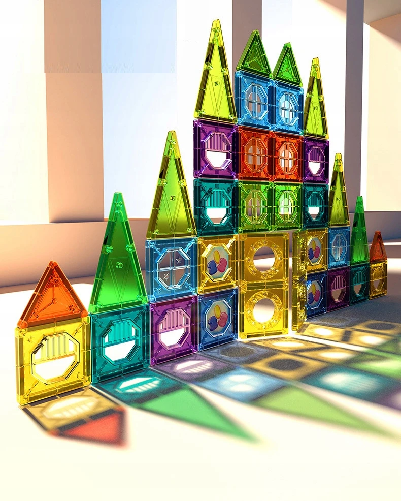 Click4Toys LAKOMOSIŲ MAGNETINIŲ KLUOKŲ RINKINYS 56 EL STATYBINĖS PLOKŠTELĖS VAIKAMS