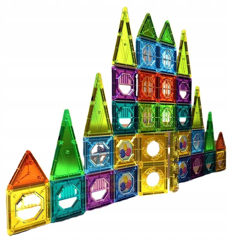 Click4Toys LAKOMOSIŲ MAGNETINIŲ KLUOKŲ RINKINYS 56 EL STATYBINĖS PLOKŠTELĖS VAIKAMS