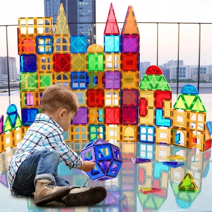 Click4Toys LAKOMOSIŲ MAGNETINIŲ KLUOKŲ RINKINYS 56 EL STATYBINĖS PLOKŠTELĖS VAIKAMS