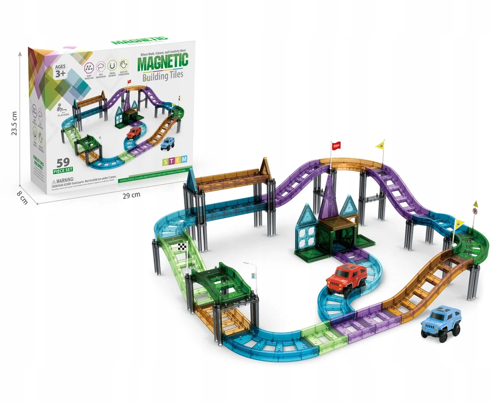 Click4Toys Magnetinė trasa su automobiliais – 59 elementai