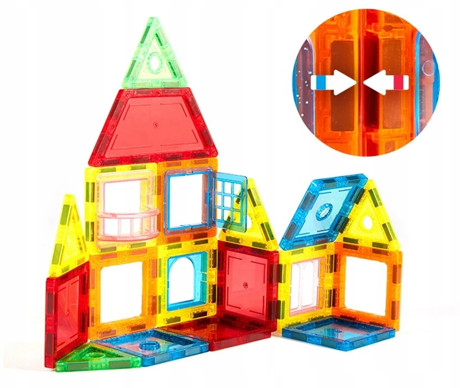 Click4Toys MAGNETINIAI BLOKAI 3D MAGNETINĖS KONSTRUKCIJOS MOKOMOSIŲ PLOKŠČIŲ RINKINYS 45 vnt.