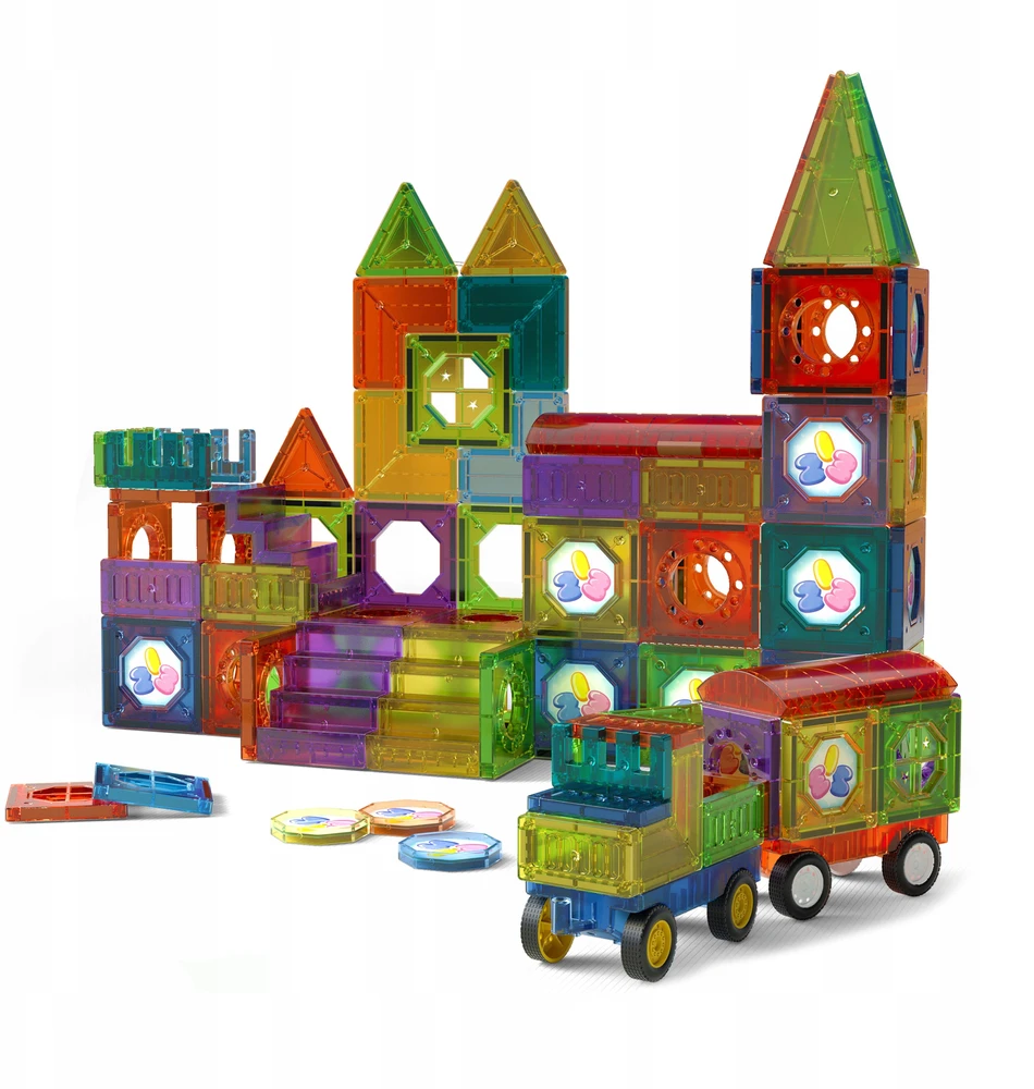 Click4Toys Magnetinės edukacinės kaladėlės vaikams 3D panelės 149 dalių didelis rinkinys