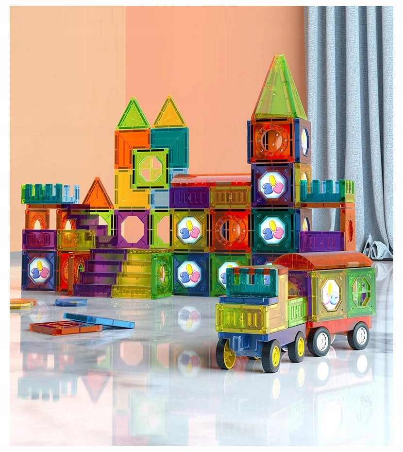 Click4Toys Magnetinės edukacinės kaladėlės vaikams 3D panelės 149 dalių didelis rinkinys