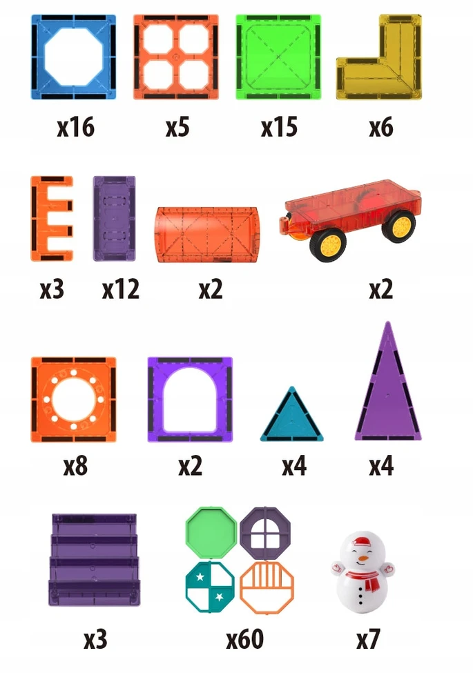 Click4Toys Magnetinės edukacinės kaladėlės vaikams 3D panelės 149 dalių didelis rinkinys