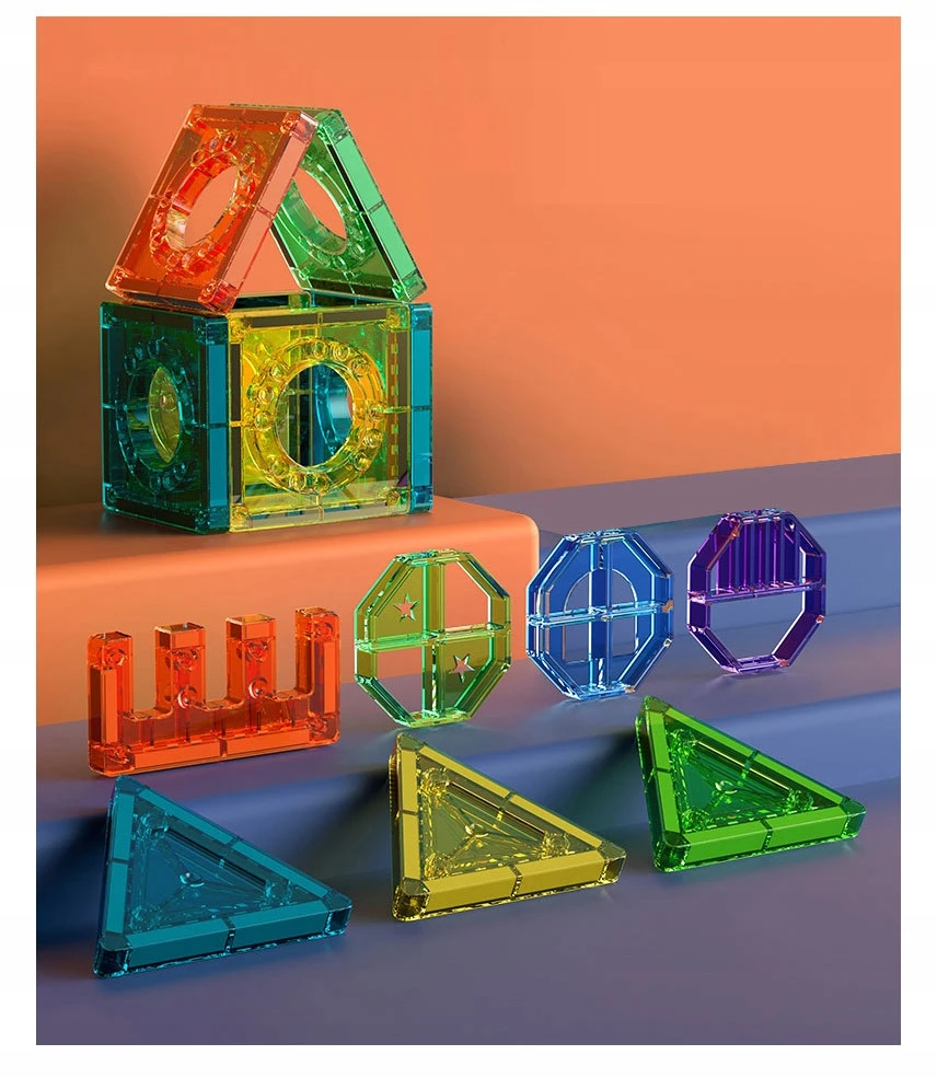 Click4Toys Magnetinės edukacinės kaladėlės vaikams 3D panelės 149 dalių didelis rinkinys