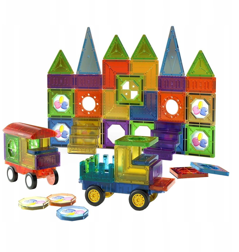 Click4Toys MAGNETINIAI UGDOMOSIOS KONSTRUKCIJOS BLOKAI DIDELIOS PLOKŠTELĖS 3D DĖLĖ 73 ELEMENTAI.