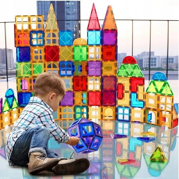 Click4Toys MAGNETINIAI UGDOMOSIOS KONSTRUKCIJOS BLOKAI DIDELIOS PLOKŠTELĖS 3D DĖLĖ 73 ELEMENTAI.