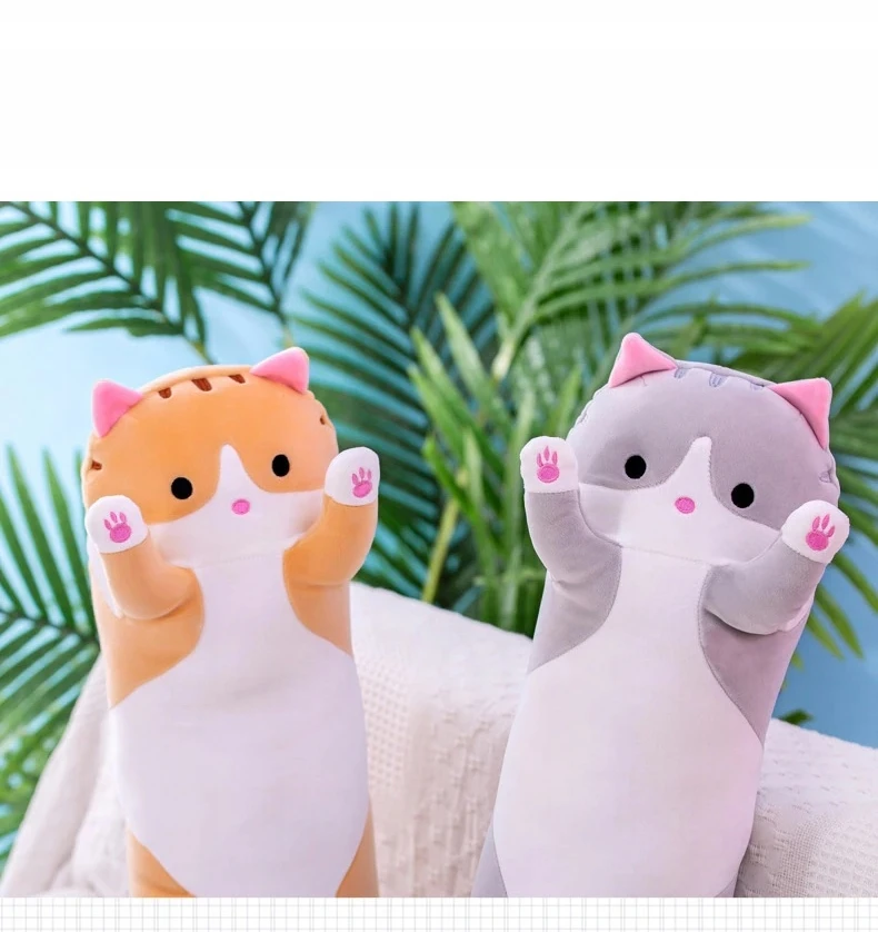 Click4Toys MASKOTAS PLIUSINIS ŽAISLAS ILGA KATĖS GLOSMĖS PILGA ŽAISLŲ PAGALVĖ STORA GRAŽI
