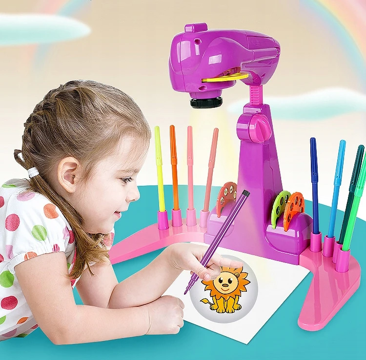 click4TOYS PROJEKTORIUS MOKYTIS PIEŠIMO SU SKAIDRĖLĖMIS VAIKAMS + ŽYMEKLIAI