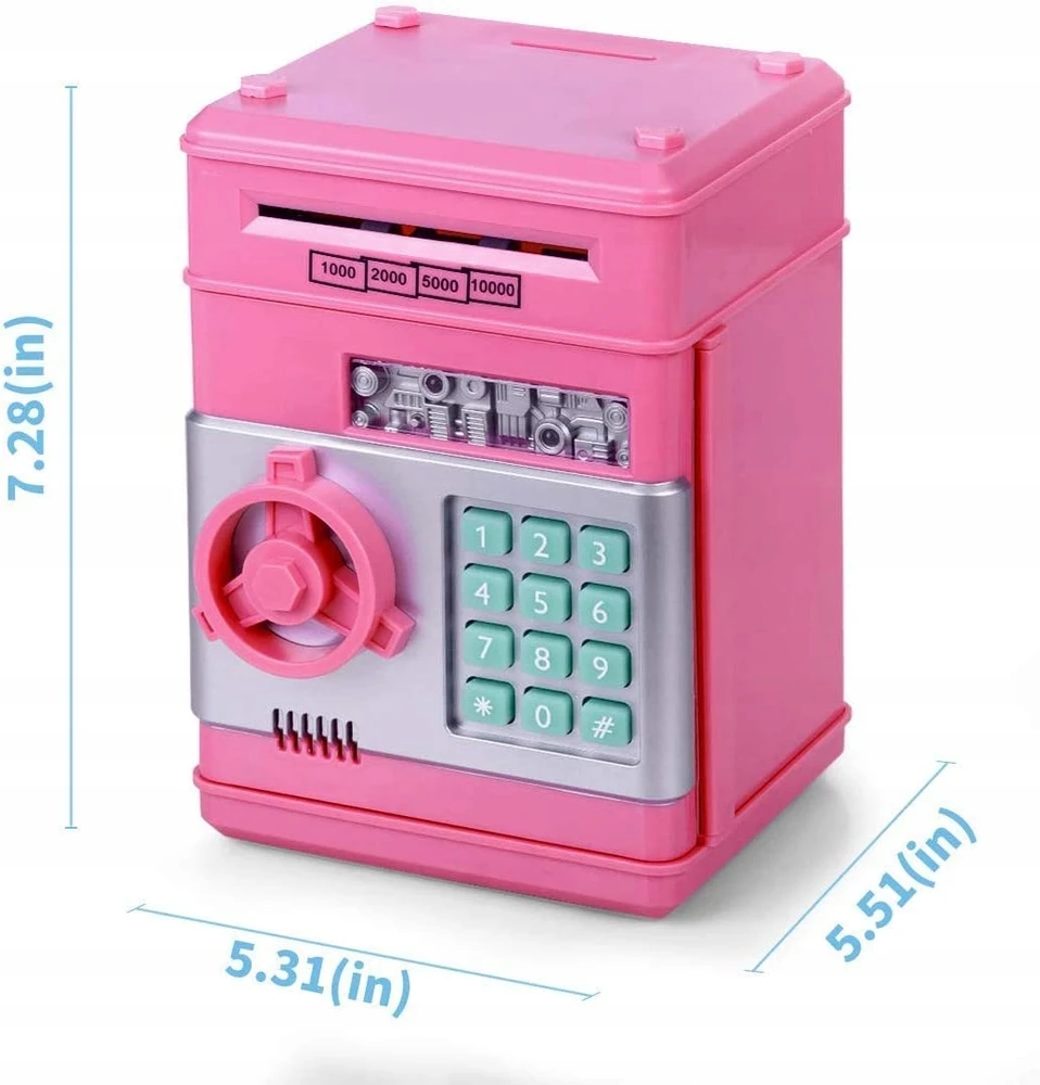 Click4TOYS rožinė plastikinė taupyklė su slaptažodžiu, 20 cm