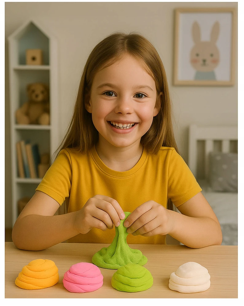 Click4Toys SLIME CAY VAIKAMS LEDAI CUBBIES PLASTIKOS MASĖS JUTIKLĖS + DEKORACIJOS