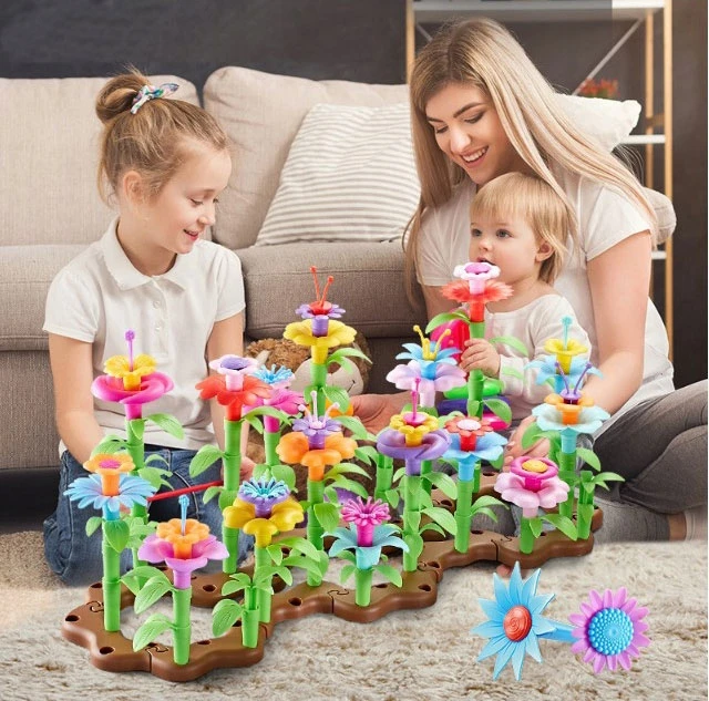 click4TOYS STATYBINIAI KLUOKAI KŪRYBINGOS SODO GĖLĖS VAIKAMS XXL RINKINYS 198EL