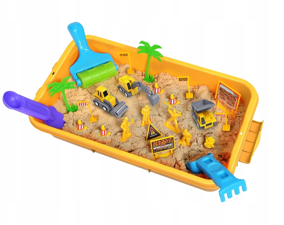 Click4Toys STATYBOS AIKŠTELĖ VAIKAMS KINETINIŲ SMĖLIO TRANSPORTO PRIEMONIŲ MOBILIŲ SMĖLIŲ DĖŽĖS RINKINYS
