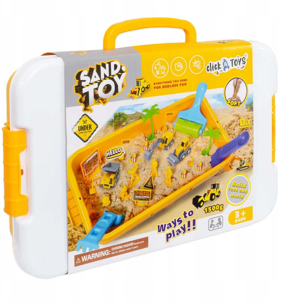 Click4Toys STATYBOS AIKŠTELĖ VAIKAMS KINETINIŲ SMĖLIO TRANSPORTO PRIEMONIŲ MOBILIŲ SMĖLIŲ DĖŽĖS RINKINYS
