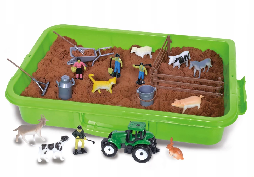 Click4Toys ŪKIO KINETINIS SMĖLIS VAIKAMS DIDŽIAMS GYVULIAMS ŪKIO TRAKTORIUS