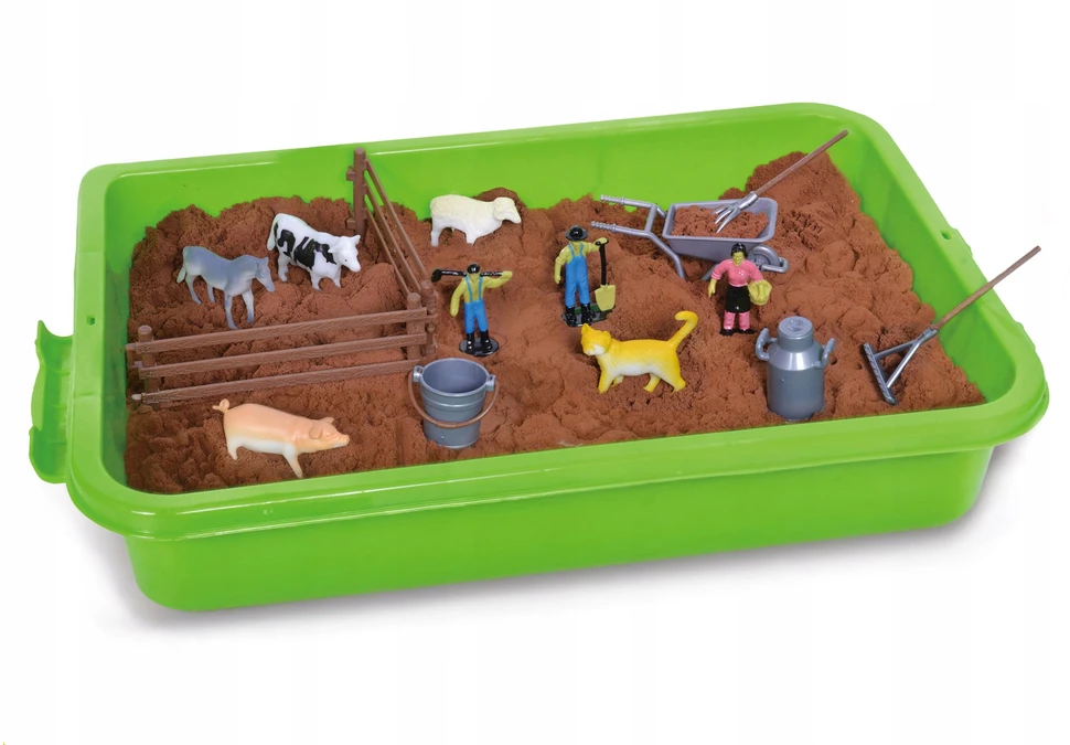 Click4Toys ŪKIO KINETINIS SMĖLIS VAIKAMS DIDŽIAMS GYVULIAMS ŪKIO TRAKTORIUS