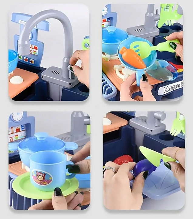 click4TOYS VIRTUVĖS KRAUTUVE VAIKAMS 2 viename TEKANČIO VANDENS RINKINYS PRIEMONĖS DARŽOVĖS