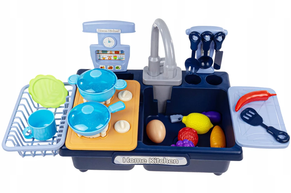 click4TOYS VIRTUVĖS KRAUTUVE VAIKAMS 2 viename TEKANČIO VANDENS RINKINYS PRIEMONĖS DARŽOVĖS