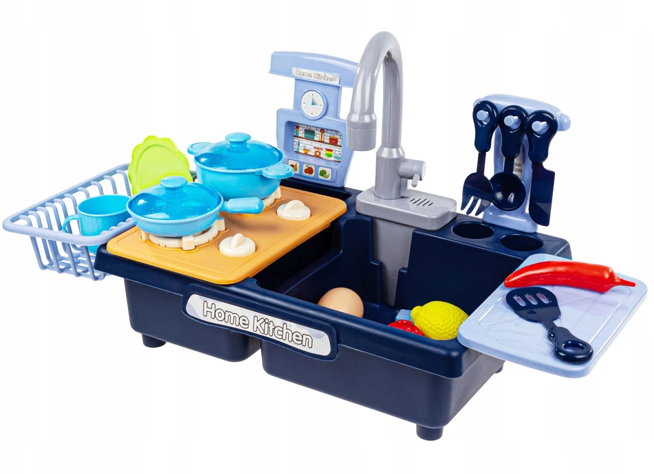 click4TOYS VIRTUVĖS KRAUTUVE VAIKAMS 2 viename TEKANČIO VANDENS RINKINYS PRIEMONĖS DARŽOVĖS
