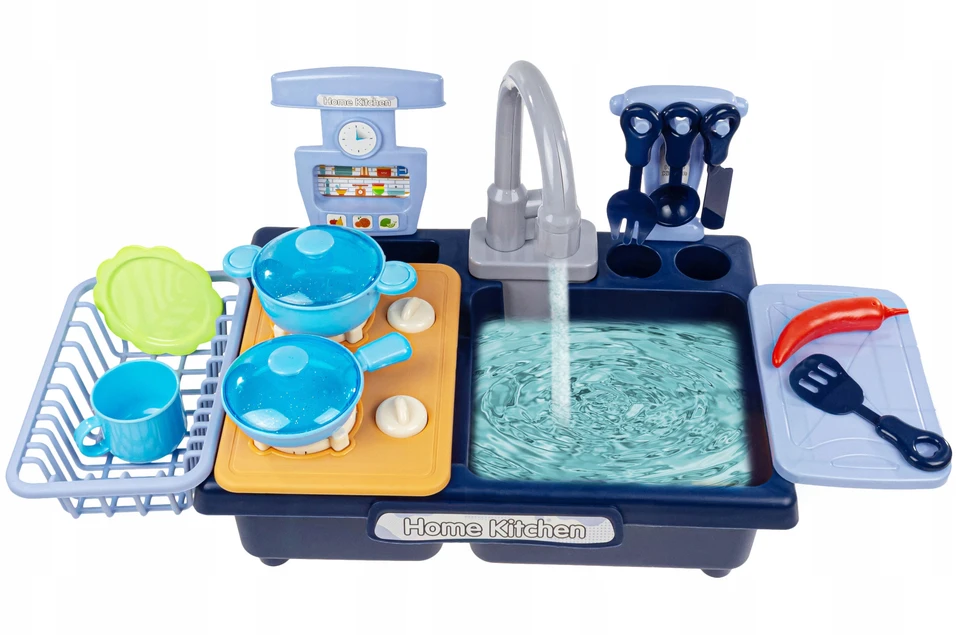 click4TOYS VIRTUVĖS KRAUTUVE VAIKAMS 2 viename TEKANČIO VANDENS RINKINYS PRIEMONĖS DARŽOVĖS