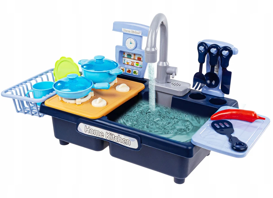 click4TOYS VIRTUVĖS KRAUTUVE VAIKAMS 2 viename TEKANČIO VANDENS RINKINYS PRIEMONĖS DARŽOVĖS