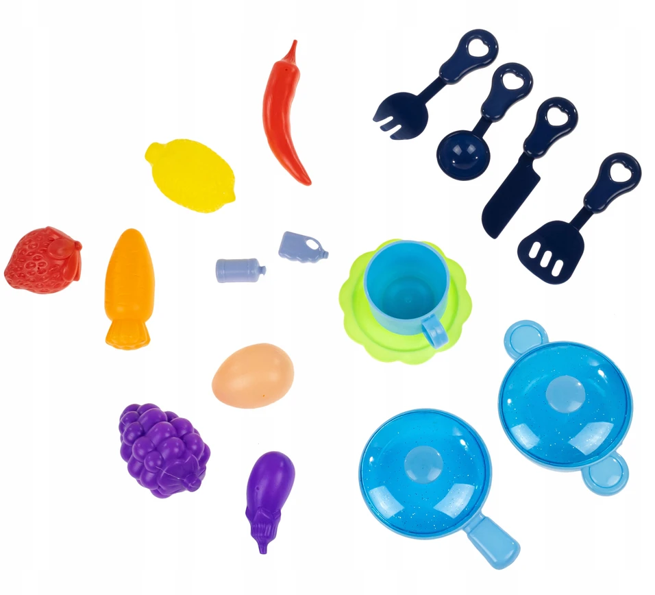 click4TOYS VIRTUVĖS KRAUTUVE VAIKAMS 2 viename TEKANČIO VANDENS RINKINYS PRIEMONĖS DARŽOVĖS