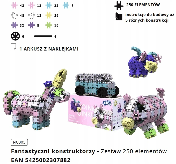 Clics toys Statybiniai kaladėlės „Nano Clics“ – „Fantasy Builders“ – 250 elementų (NC005)