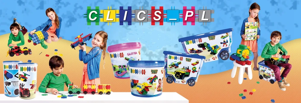 Clics toys KONSTRUKCINIAI KLUOKAI VAIKAMS CLICS RC001 dėžutė 5in1 69 vnt. SPAUSKITE PRADĖTI