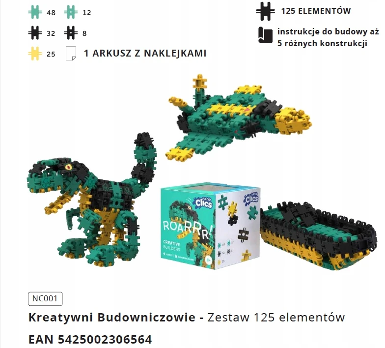 Clics toys Konstruktorius Nano Clics Creative Builders, 125 dalys