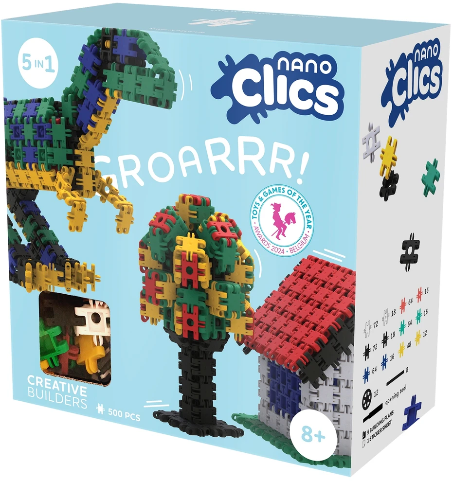 Clics toys Creative Statybiniai kaladėlės „Nano Clics“ – kūrybingi statybininkai – 500 elementų (NC003)