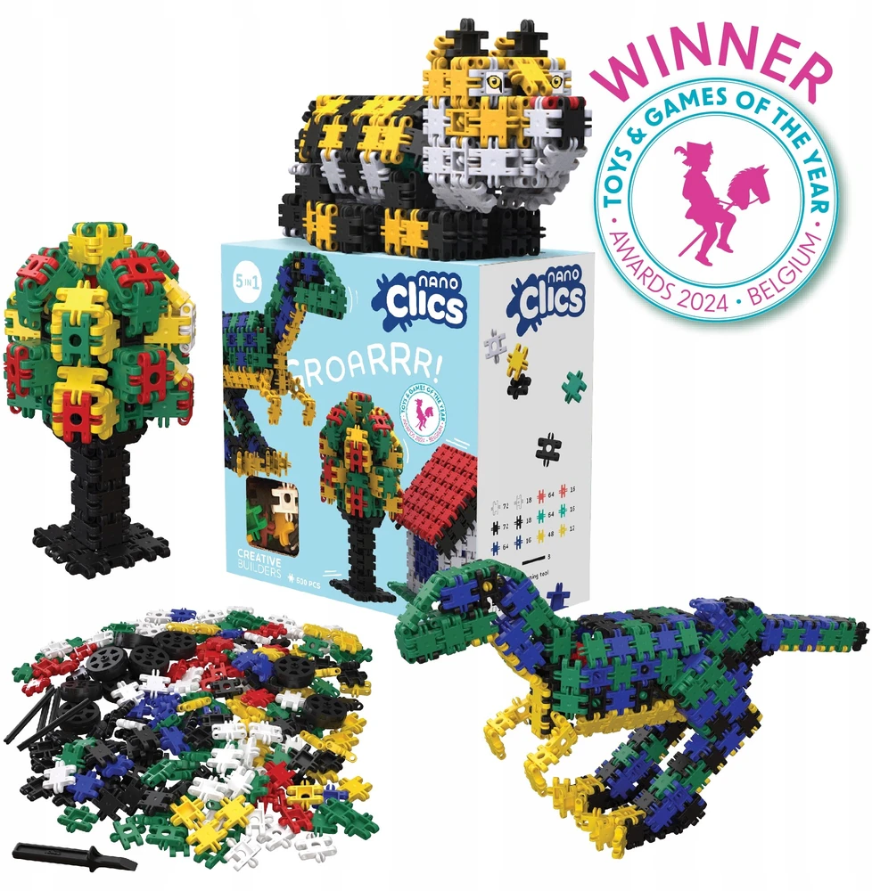 Clics toys Creative Statybiniai kaladėlės „Nano Clics“ – kūrybingi statybininkai – 500 elementų (NC003)
