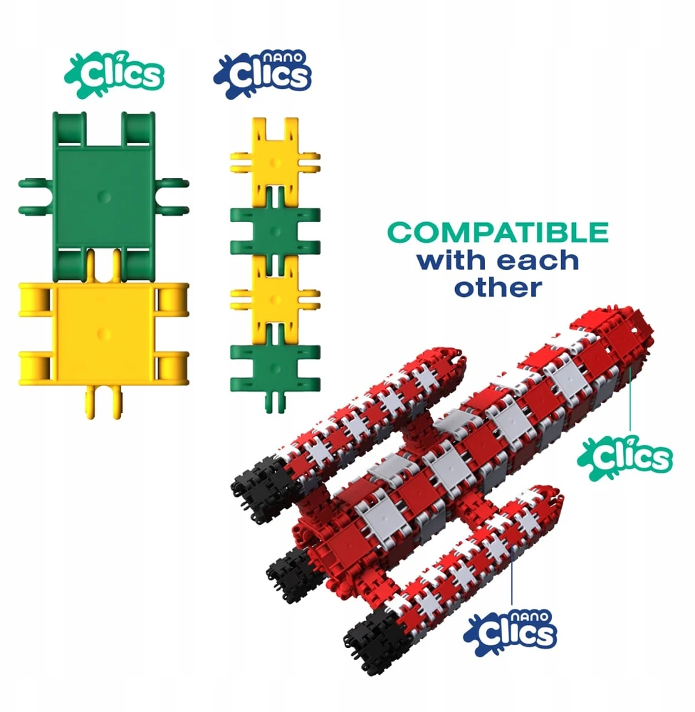 Clics toys Statybiniai kaladėlės „Nano Clics“ – Transporto konstruktoriai – 250 elementų (NC007)