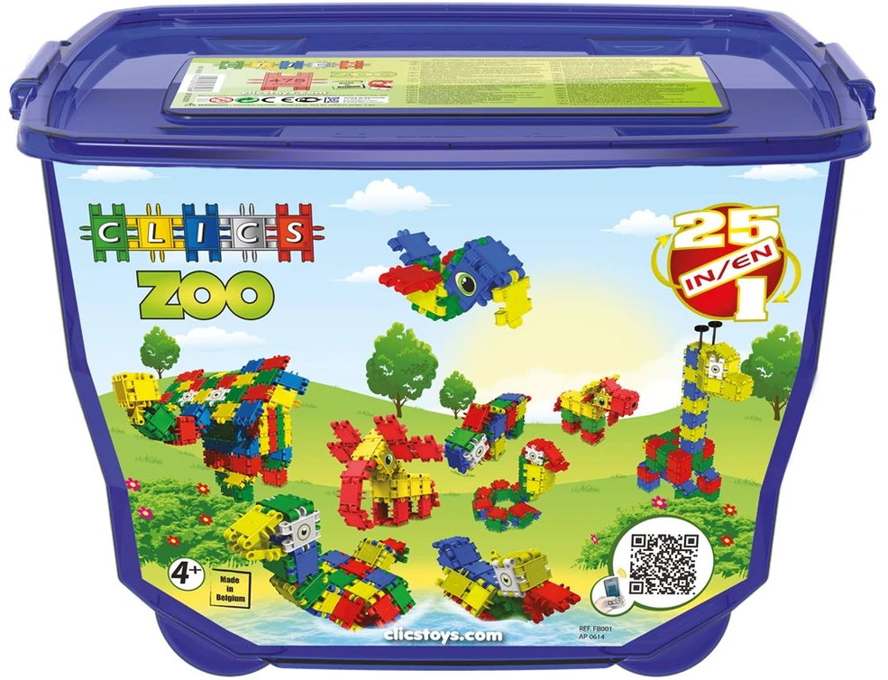 Clics toys Original CLICS FB001 ZOO konstruktoriaus kaladėlės 460 dalių 25 in 1 HIT
