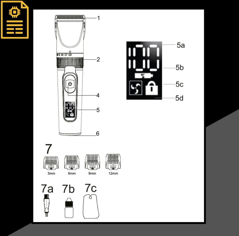 Mesko Professional Clipper, titano, LCD, IPX6, darbo laikas 180 min. Mesko MS 2843