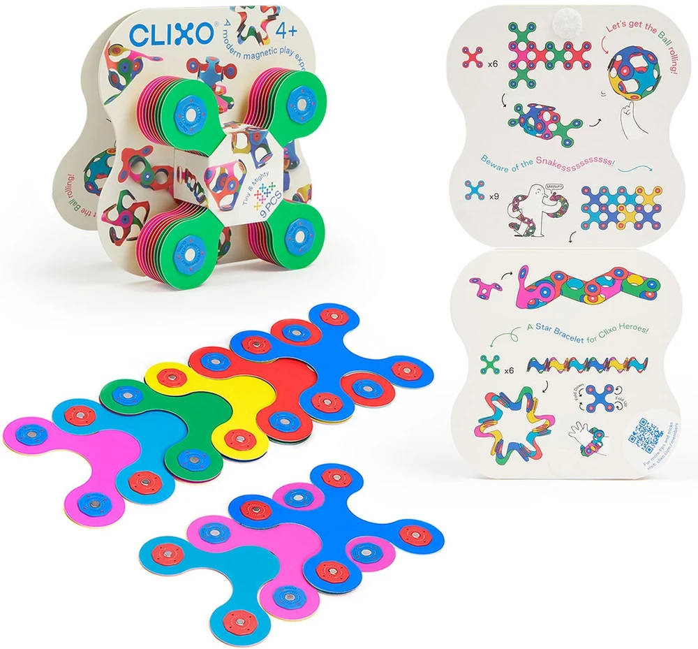 Clixo Tiny & Mighty magnetiniai blokeliai, spalvoti, 9 vnt, žaislas 4+