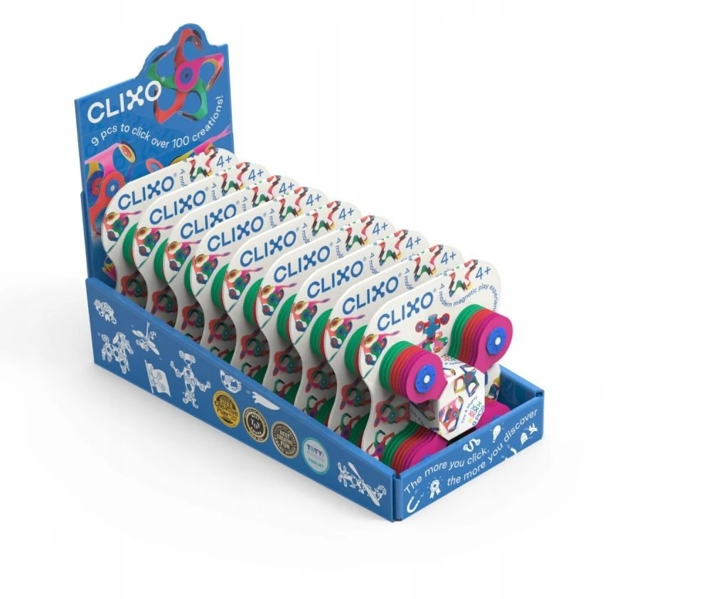 Clixo Tiny & Mighty magnetiniai blokeliai, spalvoti, 9 vnt, žaislas 4+