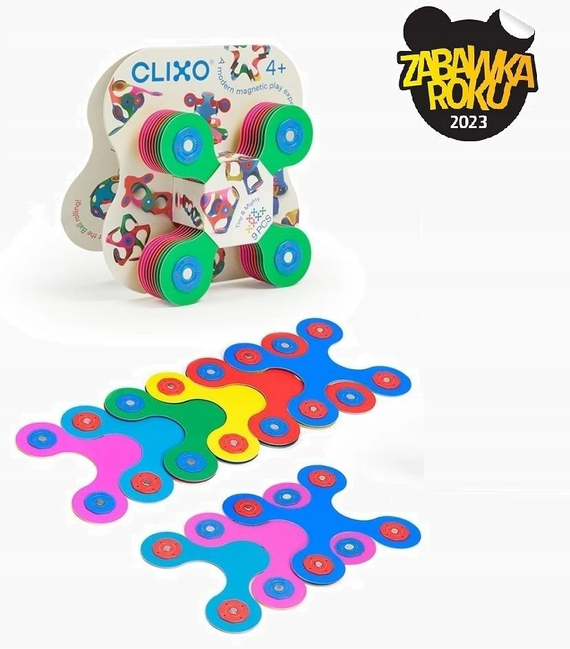 Clixo Tiny & Mighty magnetiniai blokeliai, spalvoti, 9 vnt, žaislas 4+